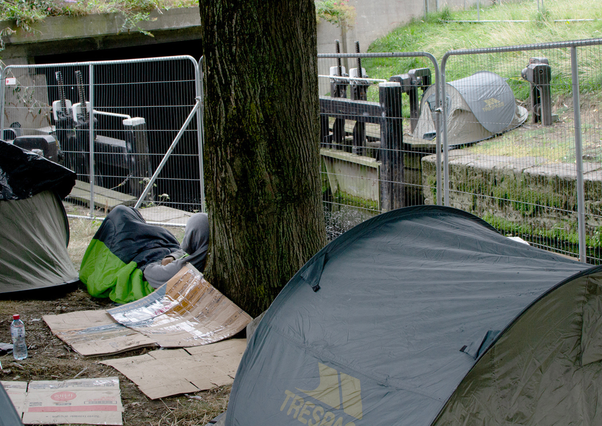 tents for refugees along the canals in Dublin